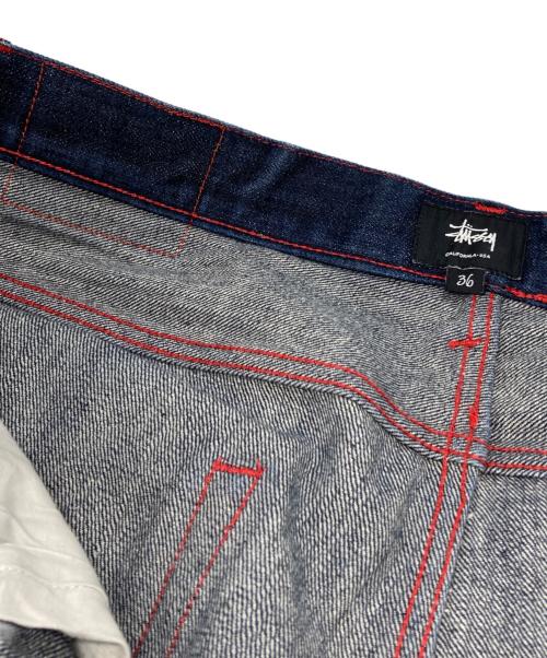 stussy（ステューシー）stussy (ステューシー) レッドステッチハーフデニムパンツ ネイビー サイズ:36の古着・服飾アイテム