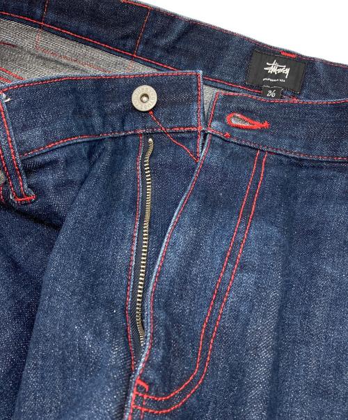 stussy（ステューシー）stussy (ステューシー) レッドステッチハーフデニムパンツ ネイビー サイズ:36の古着・服飾アイテム