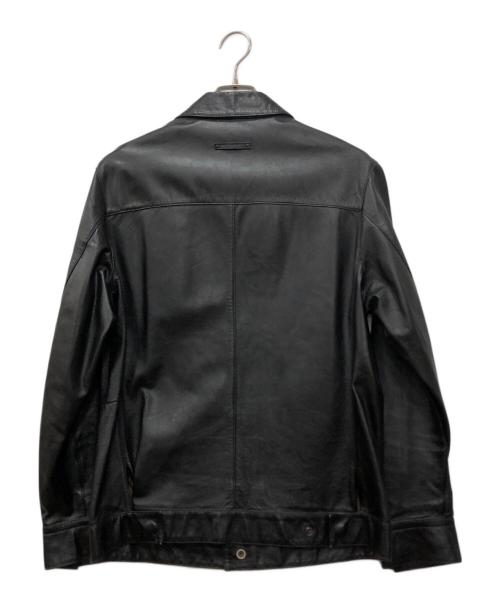 GAULTIER HOMME objet（ゴルチエオムオブジェ）GAULTIER HOMME objet (ゴルチエオムオブジェ) 編み込みレザージャケット ブラック サイズ:48の古着・服飾アイテム