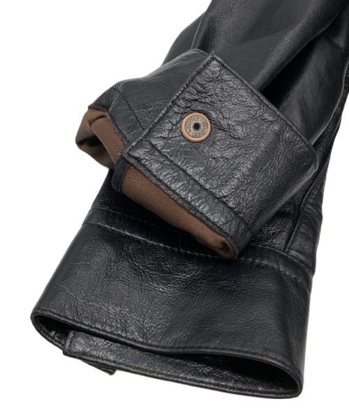 GAULTIER HOMME objet（ゴルチエオムオブジェ）GAULTIER HOMME objet (ゴルチエオムオブジェ) 編み込みレザージャケット ブラック サイズ:48の古着・服飾アイテム