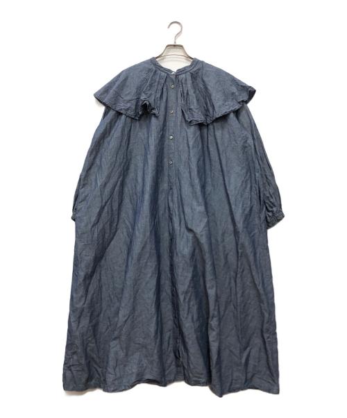 nest Robe（ネストローブ）nest Robe (ネストローブ) コットンリネンダンガリーケープカラードレス インディゴ サイズ:Fの古着・服飾アイテム