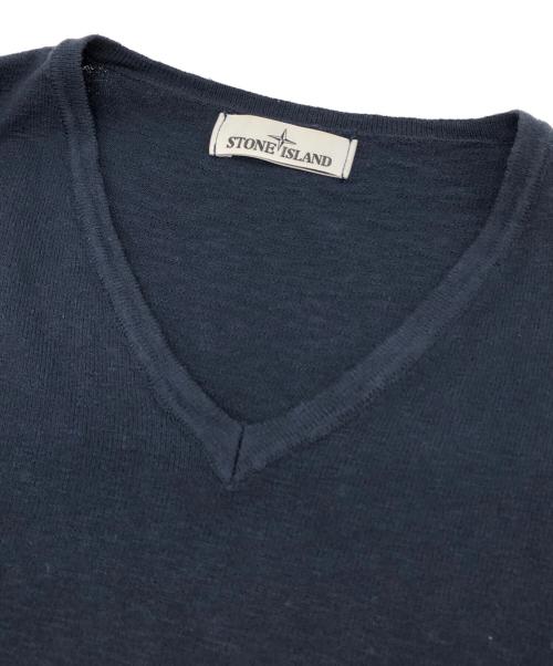 STONE ISLAND（ストーンアイランド）STONE ISLAND (ストーンアイランド) コットン✕ナイロン Vネックニット ネイビー サイズ:XXXLの古着・服飾アイテム
