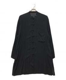 Yohji Yamamoto pour homme（ヨウジヤマモト プールオム）の古着「チャイナカラーレーヨンロングシャツ」｜ブラック