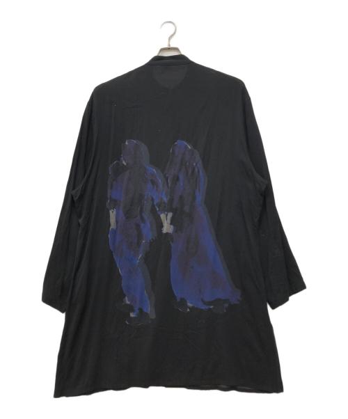 Yohji Yamamoto pour homme（ヨウジヤマモト プールオム）Yohji Yamamoto pour homme (ヨウジヤマモト プールオム) チャイナカラーレーヨンロングシャツ ブラック サイズ:3の古着・服飾アイテム