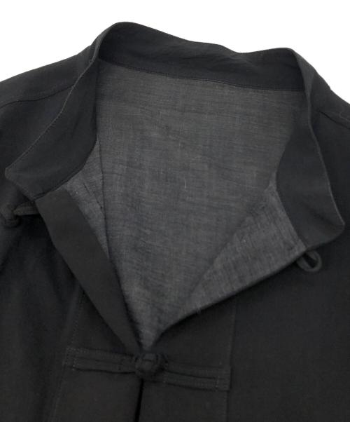 Yohji Yamamoto pour homme（ヨウジヤマモト プールオム）Yohji Yamamoto pour homme (ヨウジヤマモト プールオム) チャイナカラーレーヨンロングシャツ ブラック サイズ:3の古着・服飾アイテム