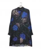 BLACK Scandal Yohji Yamamotoブラックスキャンダルヨウジヤマモト）の古着「スカルファイヤーブルーロングシャツ」｜ブラック