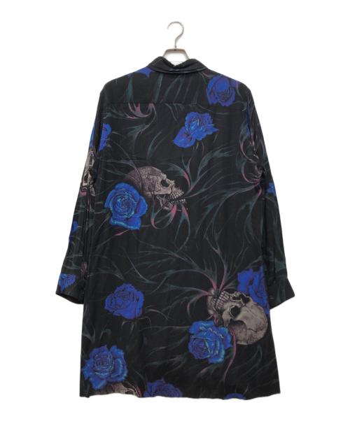 BLACK Scandal Yohji Yamamoto（ブラックスキャンダルヨウジヤマモト）BLACK Scandal Yohji Yamamoto (ブラックスキャンダルヨウジヤマモト) スカルファイヤーブルーロングシャツ ブラック サイズ:2の古着・服飾アイテム