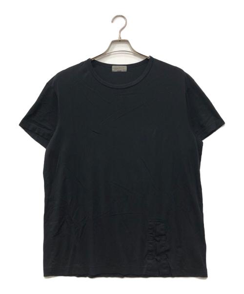 Yohji Yamamoto pour homme（ヨウジヤマモト プールオム）Yohji Yamamoto pour homme (ヨウジヤマモト プールオム) ディオラマ スムース チャイナ ボタン ラウンド ネック TEE ブラック サイズ:3の古着・服飾アイテム