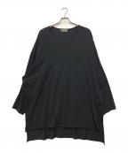 Yohji Yamamoto pour hommeヨウジヤマモト プールオム）の古着「ディオラマ天竺サイドスリットオーバーサイズドロングスリーブ長袖Tシャツ」｜ブラック
