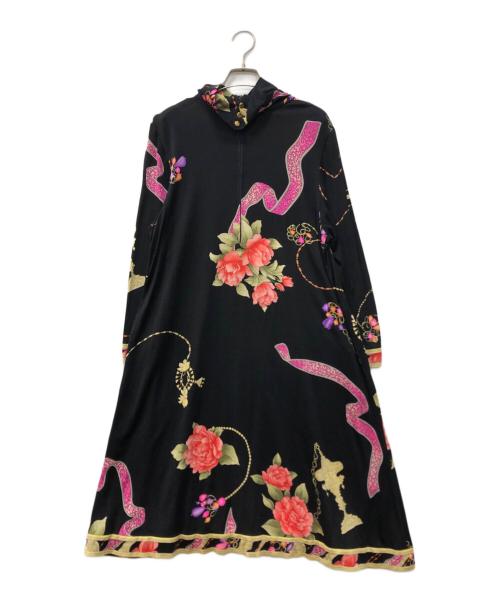 LEONARD（レオナール）LEONARD (レオナール) ウールシルク花柄ワンピース ブラック サイズ:Lの古着・服飾アイテム