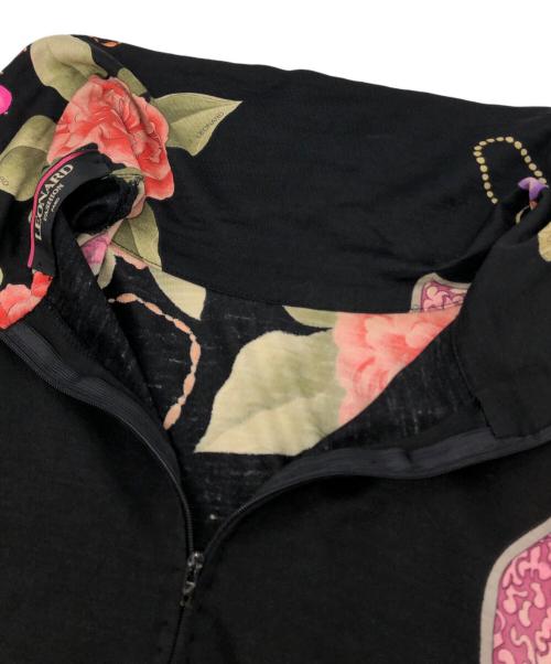 LEONARD（レオナール）LEONARD (レオナール) ウールシルク花柄ワンピース ブラック サイズ:Lの古着・服飾アイテム