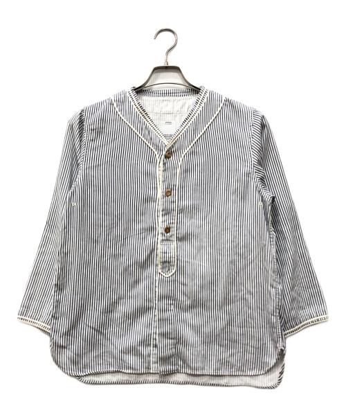 VISVIM（ビズビム）VISVIM (ビズビム) DUGOUT SHIRT L/S ブルー×ホワイト サイズ:2の古着・服飾アイテム