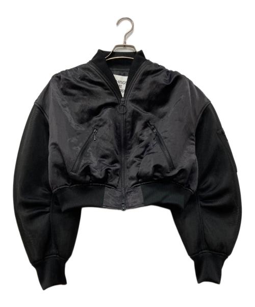 THINGS THAT MATTER（シングスザットマター）THINGS THAT MATTER (シングスザットマター) SHEER SLEEVES COMPACT MA-1 BLOUSON ブラック サイズ:Fの古着・服飾アイテム