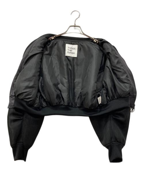 THINGS THAT MATTER（シングスザットマター）THINGS THAT MATTER (シングスザットマター) SHEER SLEEVES COMPACT MA-1 BLOUSON ブラック サイズ:Fの古着・服飾アイテム