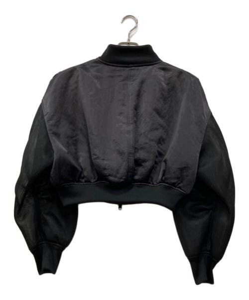 THINGS THAT MATTER（シングスザットマター）THINGS THAT MATTER (シングスザットマター) SHEER SLEEVES COMPACT MA-1 BLOUSON ブラック サイズ:Fの古着・服飾アイテム
