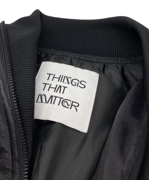 THINGS THAT MATTER（シングスザットマター）THINGS THAT MATTER (シングスザットマター) SHEER SLEEVES COMPACT MA-1 BLOUSON ブラック サイズ:Fの古着・服飾アイテム