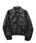 VANSONバンソン）の古着「襟付シングルライダースジャケット」｜ブラック