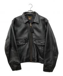 VANSON（バンソン）の古着「襟付シングルライダースジャケット」｜ブラック
