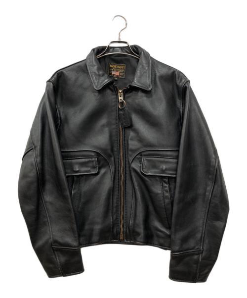 VANSON（バンソン）VANSON (バンソン) 襟付シングルライダースジャケット ブラック サイズ:40の古着・服飾アイテム