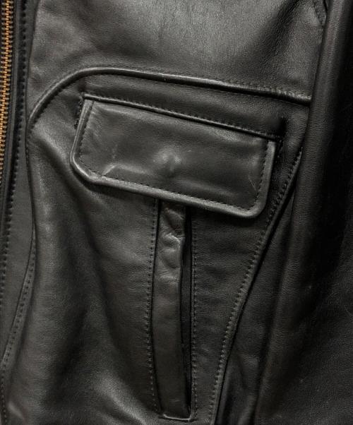 VANSON（バンソン）VANSON (バンソン) 襟付シングルライダースジャケット ブラック サイズ:40の古着・服飾アイテム