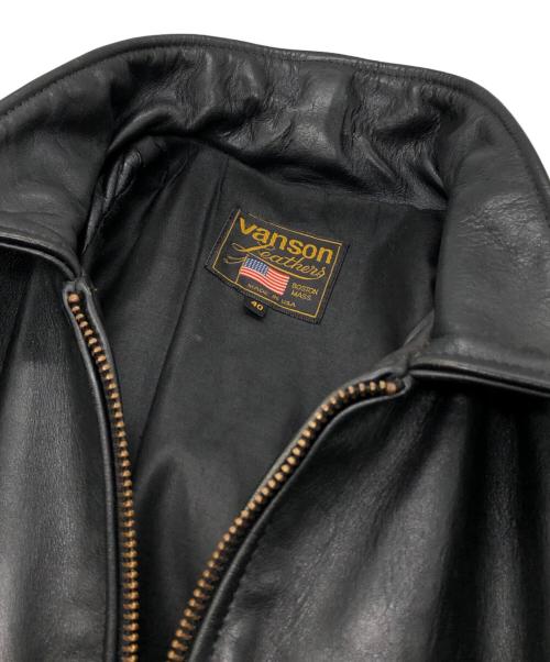 VANSON（バンソン）VANSON (バンソン) 襟付シングルライダースジャケット ブラック サイズ:40の古着・服飾アイテム
