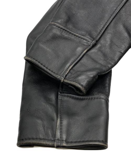 VANSON（バンソン）VANSON (バンソン) 襟付シングルライダースジャケット ブラック サイズ:40の古着・服飾アイテム