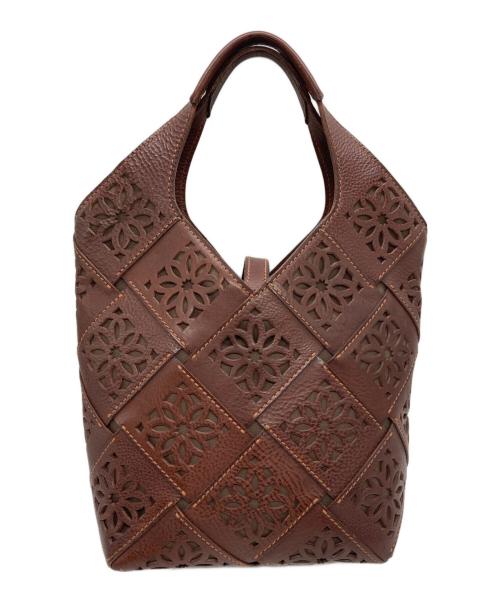 genten（ゲンテン）genten (ゲンテン) サスティナブルカットワークトートバッグ（中） ブラウン サイズ:下記参照の古着・服飾アイテム