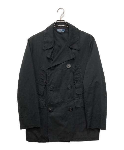 POLO RALPH LAUREN（ポロ・ラルフローレン）POLO RALPH LAUREN (ポロ・ラルフローレン) US NAVYタイプ コットン×リネンPコート ブラック サイズ:LLの古着・服飾アイテム