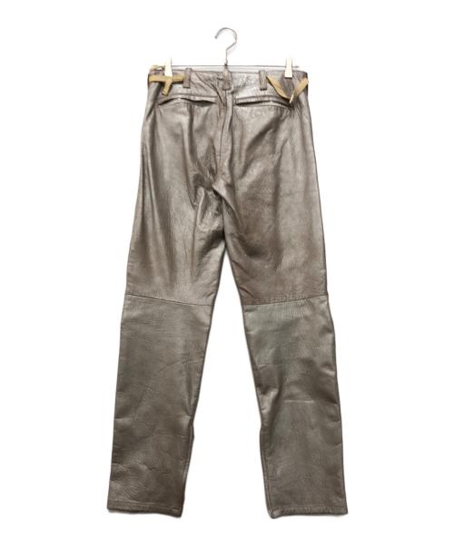 HELMUT LANG（ヘルムートラング）HELMUT LANG (ヘルムートラング) SILVER PAINTED LEATHER BIKER PANTS ベージュ サイズ:44の古着・服飾アイテム