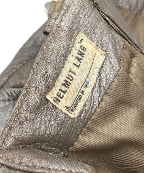 HELMUT LANG（ヘルムートラング）HELMUT LANG (ヘルムートラング) SILVER PAINTED LEATHER BIKER PANTS ベージュ サイズ:44の古着・服飾アイテム