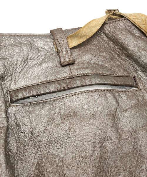 HELMUT LANG（ヘルムートラング）HELMUT LANG (ヘルムートラング) SILVER PAINTED LEATHER BIKER PANTS ベージュ サイズ:44の古着・服飾アイテム