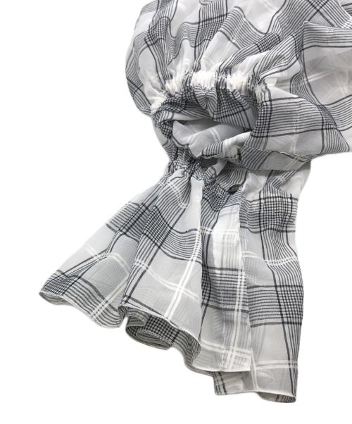 IENA（イエナ）IENA (イエナ) シアーチェックフリルシャツ グレー サイズ:Fの古着・服飾アイテム