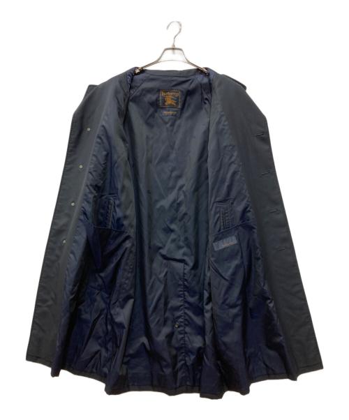 Burberry's（バーバリー）Burberry's (バーバリー) PRESTIGE COLLECTION ウール✕シルク チェックステンカラーコート ネイビー サイズ:94-175-6の古着・服飾アイテム