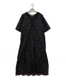 ne quittez pas（ヌキテパ）の古着「Cotton Voile Dot Hemla Dress」｜ブラック