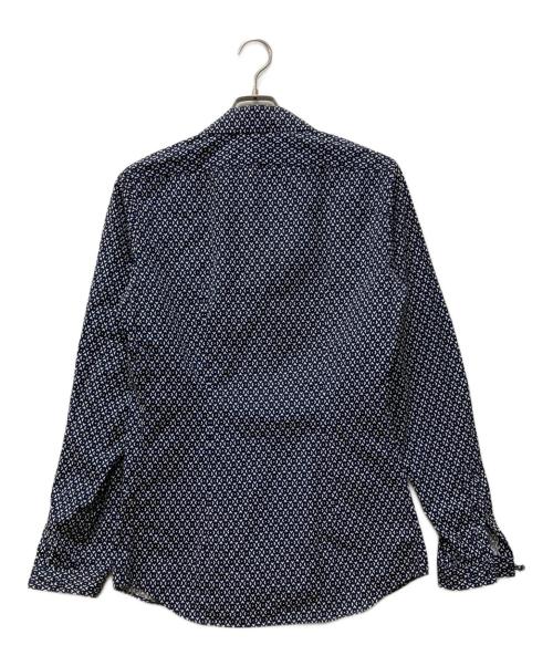 PRADA（プラダ）PRADA (プラダ) 総柄オープンカラーシャツ ネイビー サイズ:Sの古着・服飾アイテム