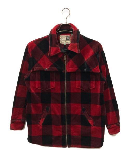 LAUREN RALPH LAUREN（ローレン ラルフ ローレン）LAUREN RALPH LAUREN (ローレン ラルフ ローレン) バッファローチェックベロアジャケット レッド サイズ:SIZE Sの古着・服飾アイテム