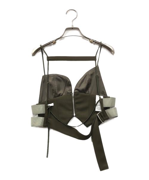 UN3D.（アンスリード）UN3D. (アンスリード) ビスチェベスト グリーン サイズ:Fの古着・服飾アイテム