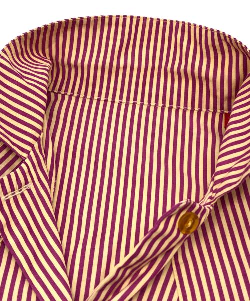 Vivienne Westwood RED LABEL（ヴィヴィアンウエストウッドレッドレーベル）Vivienne Westwood RED LABEL (ヴィヴィアンウエストウッドレッドレーベル) オーブ刺繍ストライプシャツ パープル×ベージュ サイズ:1の古着・服飾アイテム