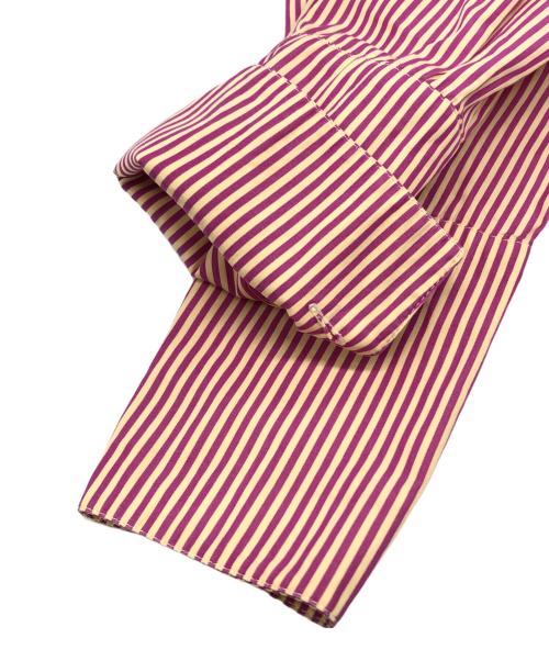 Vivienne Westwood RED LABEL（ヴィヴィアンウエストウッドレッドレーベル）Vivienne Westwood RED LABEL (ヴィヴィアンウエストウッドレッドレーベル) オーブ刺繍ストライプシャツ パープル×ベージュ サイズ:1の古着・服飾アイテム