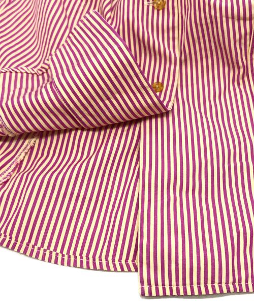 Vivienne Westwood RED LABEL（ヴィヴィアンウエストウッドレッドレーベル）Vivienne Westwood RED LABEL (ヴィヴィアンウエストウッドレッドレーベル) オーブ刺繍ストライプシャツ パープル×ベージュ サイズ:1の古着・服飾アイテム