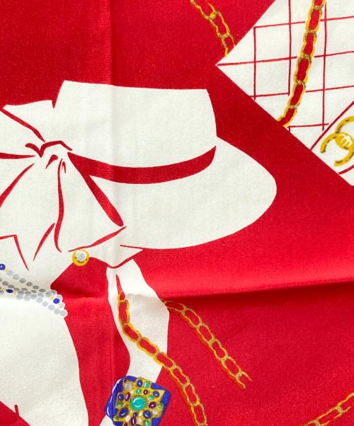 CHANEL（シャネル）CHANEL (シャネル) マドモアゼル マトラッセ柄 シルクスカーフ レッド サイズ:下記参照の古着・服飾アイテム