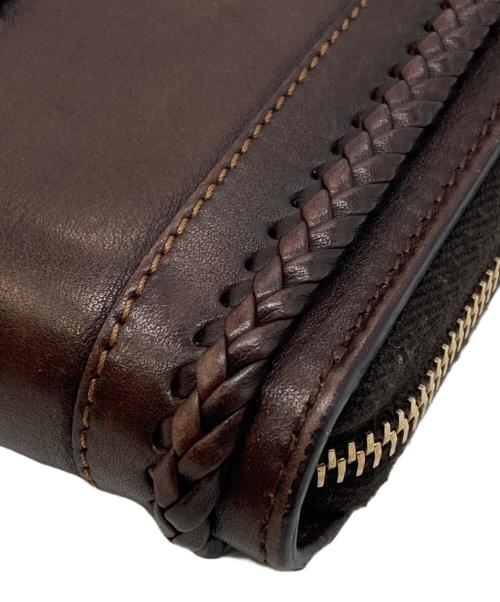 GUCCI（グッチ）GUCCI (グッチ) ウーブンウェブラウンドファスナーウォレット ブラウン サイズ:下記参照の古着・服飾アイテム