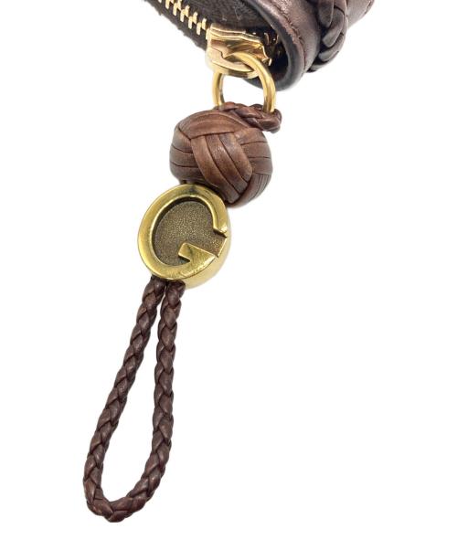 GUCCI（グッチ）GUCCI (グッチ) ウーブンウェブラウンドファスナーウォレット ブラウン サイズ:下記参照の古着・服飾アイテム