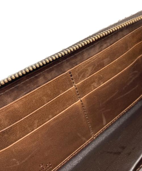 GUCCI（グッチ）GUCCI (グッチ) ウーブンウェブラウンドファスナーウォレット ブラウン サイズ:下記参照の古着・服飾アイテム