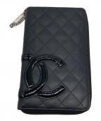 CHANELシャネル）の古着「ラウンドファスナーウォレット」｜ブラック