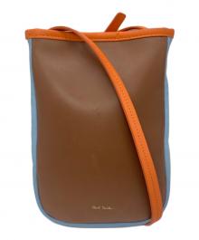 PAUL SMITH（ポールスミス）の古着「ソフトレザー ミニショルダーバッグ」｜ブラウン×ブルー