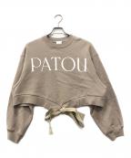 patouパトゥ）の古着「フロントロゴ クロップド グログラン スウェットシャツ」｜ベージュ