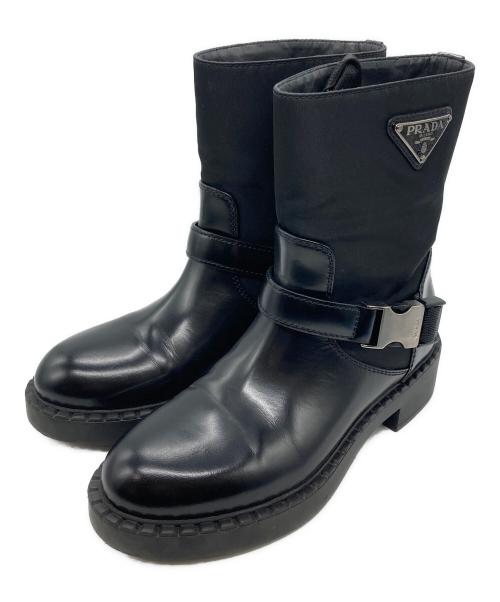 PRADA（プラダ）PRADA (プラダ) リナイロンベルテッドコンバットブーツ ブラック サイズ:36の古着・服飾アイテム