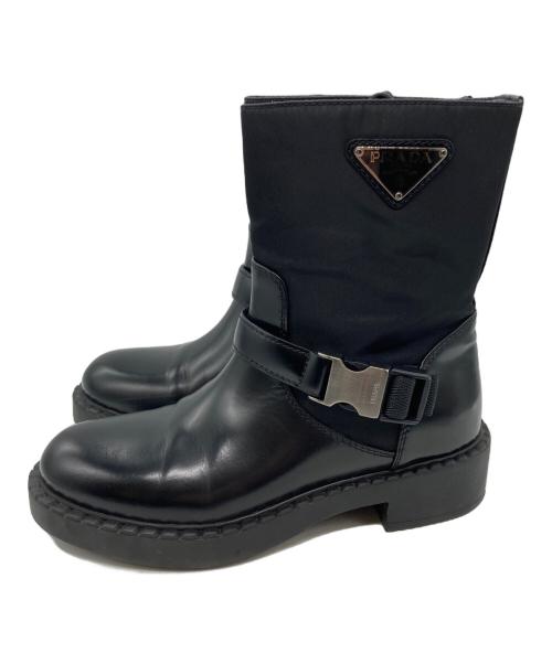 PRADA（プラダ）PRADA (プラダ) リナイロンベルテッドコンバットブーツ ブラック サイズ:36の古着・服飾アイテム