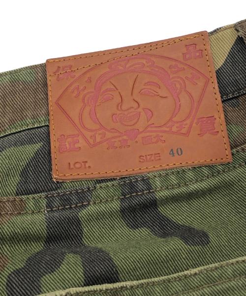 EVISU（エヴィス）EVISU (エヴィス) カモメアプリケ刺繍バギーフィット迷彩パラシュートパンツ グリーン サイズ:40の古着・服飾アイテム